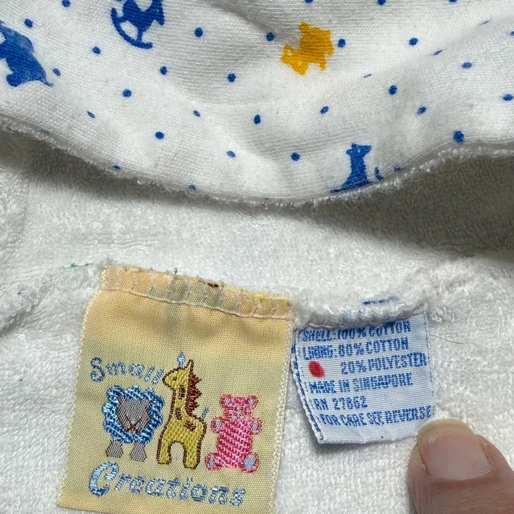 Vintage Small Creations Hooded Sleep Sack White Animal Print Retro Kids Sleeper